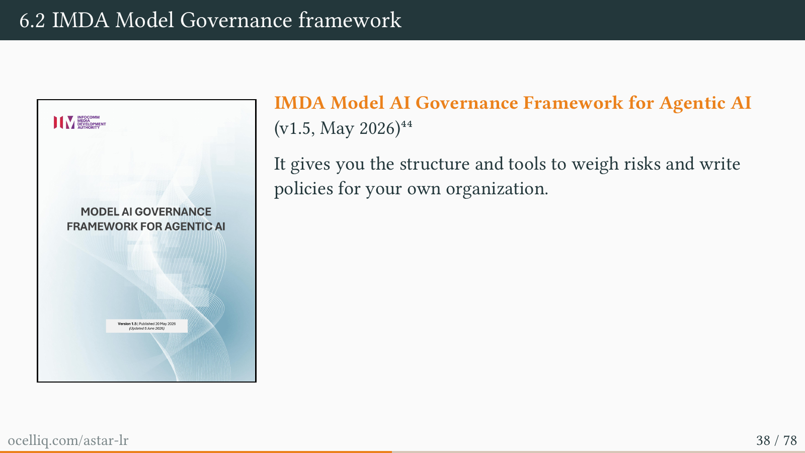 IMDA Model AI Governance Framework for Agentic AI